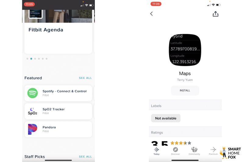 Man sieht die Installation weiterer Apps in der Fitbit App.